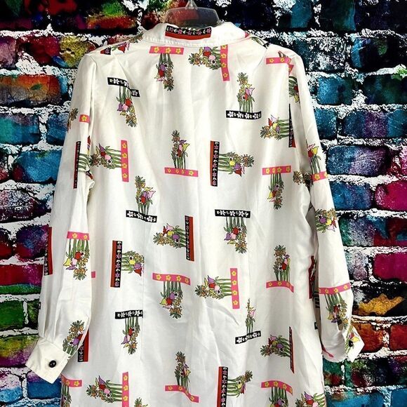 Vintage Herbert Levy Floral Print Button Down House Coat Dress XL - Picture 12 of 14